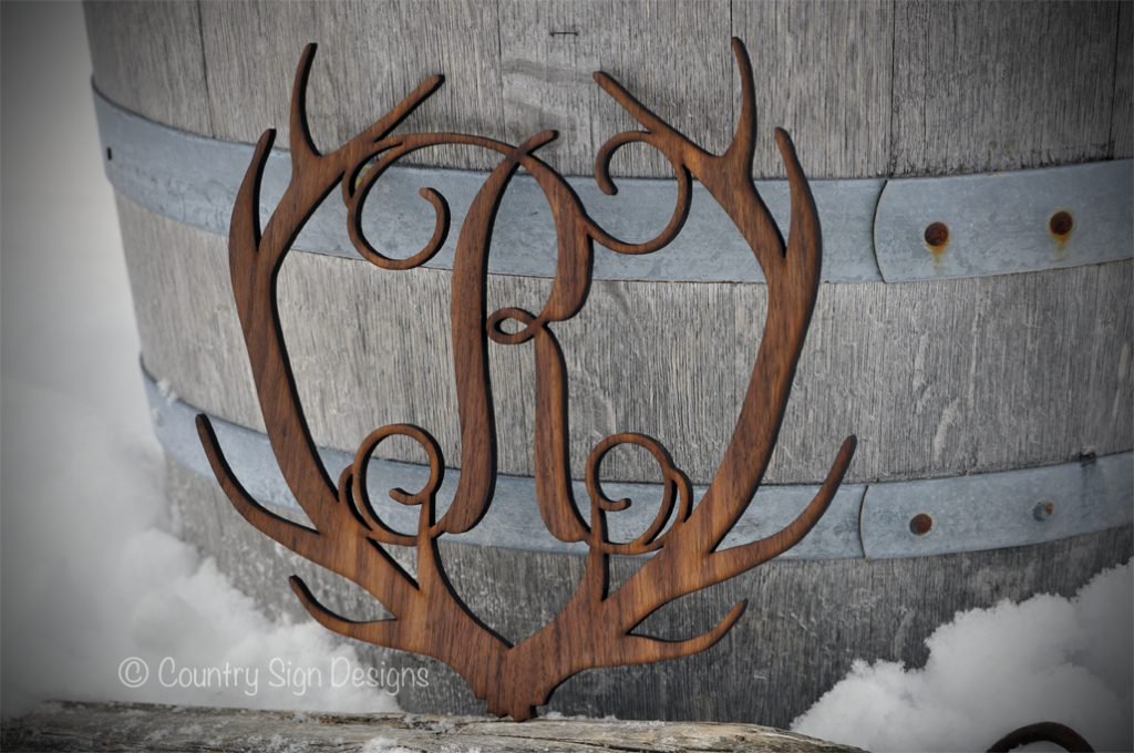 Monogram Letter with Antler Frame